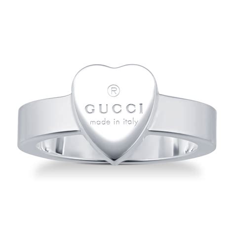 gucci trademark sterling silver heart ring|gucci interlocking ring silver.